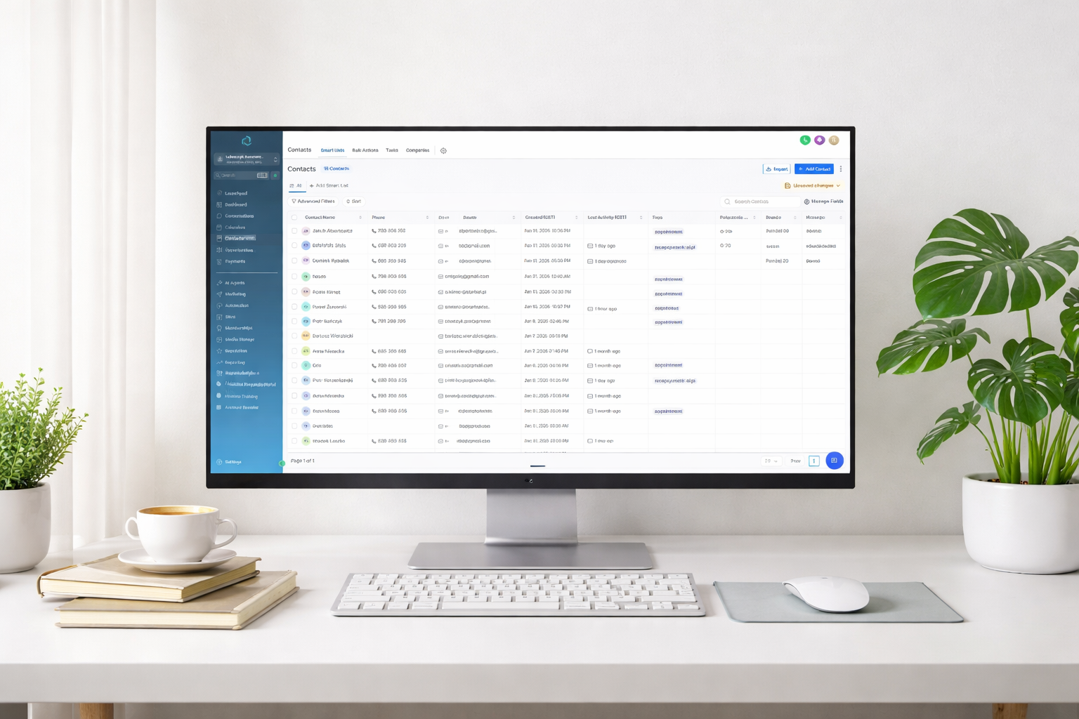 CRM dashboard z kontaktami